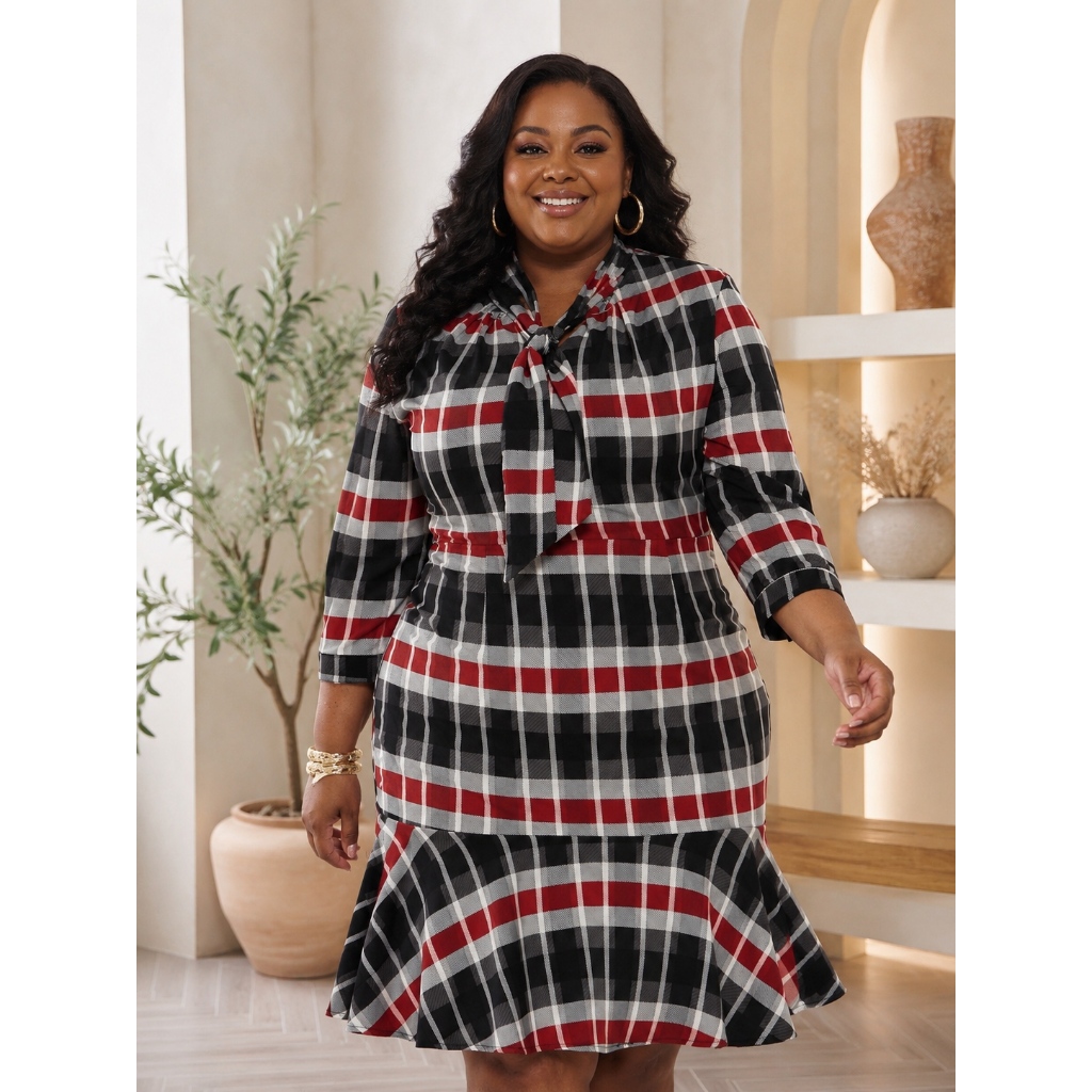 Vestido Xadrez Plus Size Festa Junina | Elegante, Confortável e Modelagem que Valoriza as Curvas