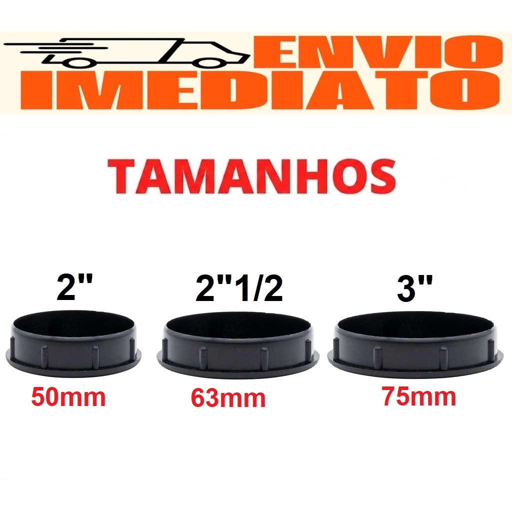 Kit Ponteira INTERNA Pé de MESA Varias Polegadas 50mm 63mm 75mm Redonda Tubular 2", 2.1/2, 3" Preta ou Branca