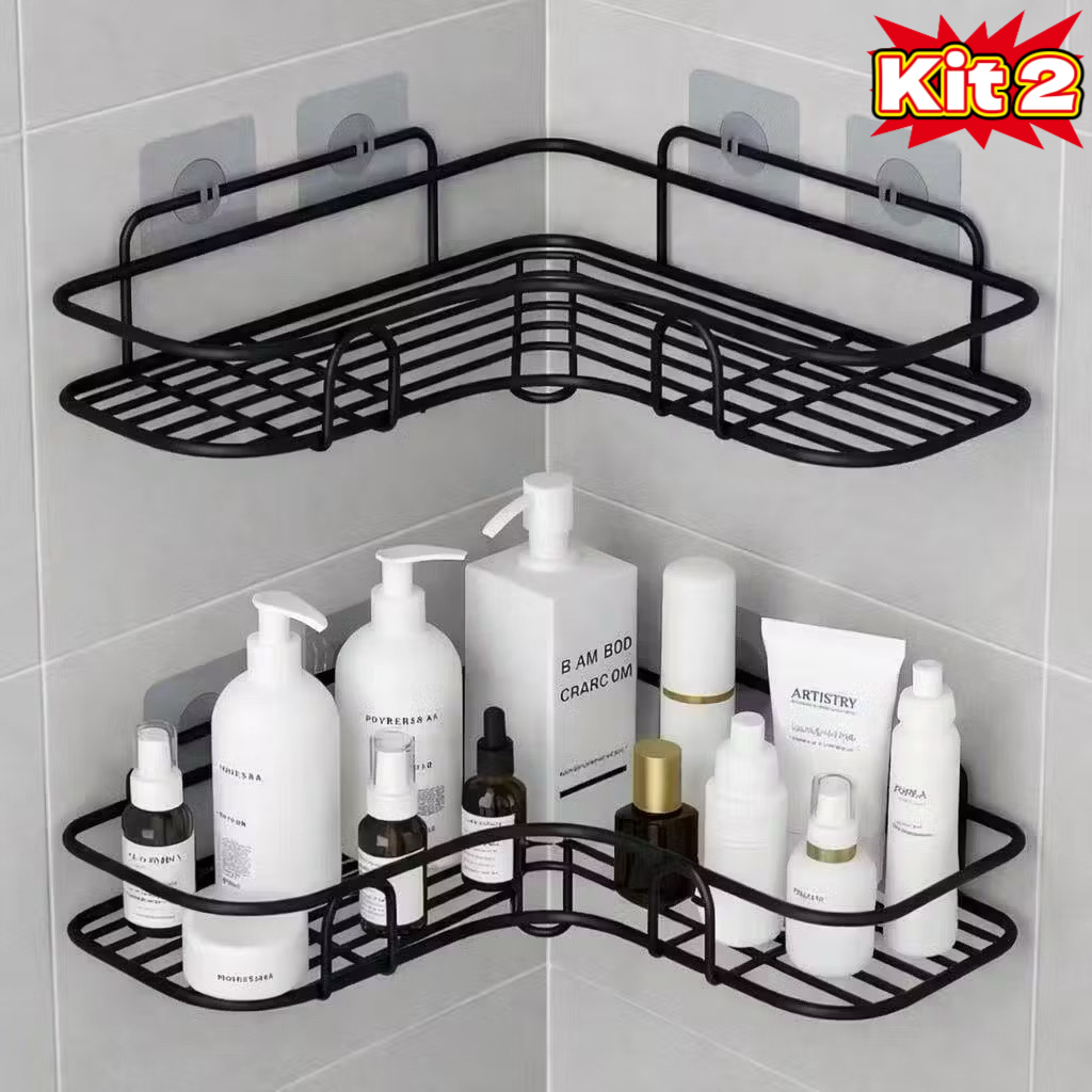 Prateleiras para Banheiro com Suporte e Alto Adesivos – Organizador de Shampoo, Sabonete, Cozinha e Lavanderia
