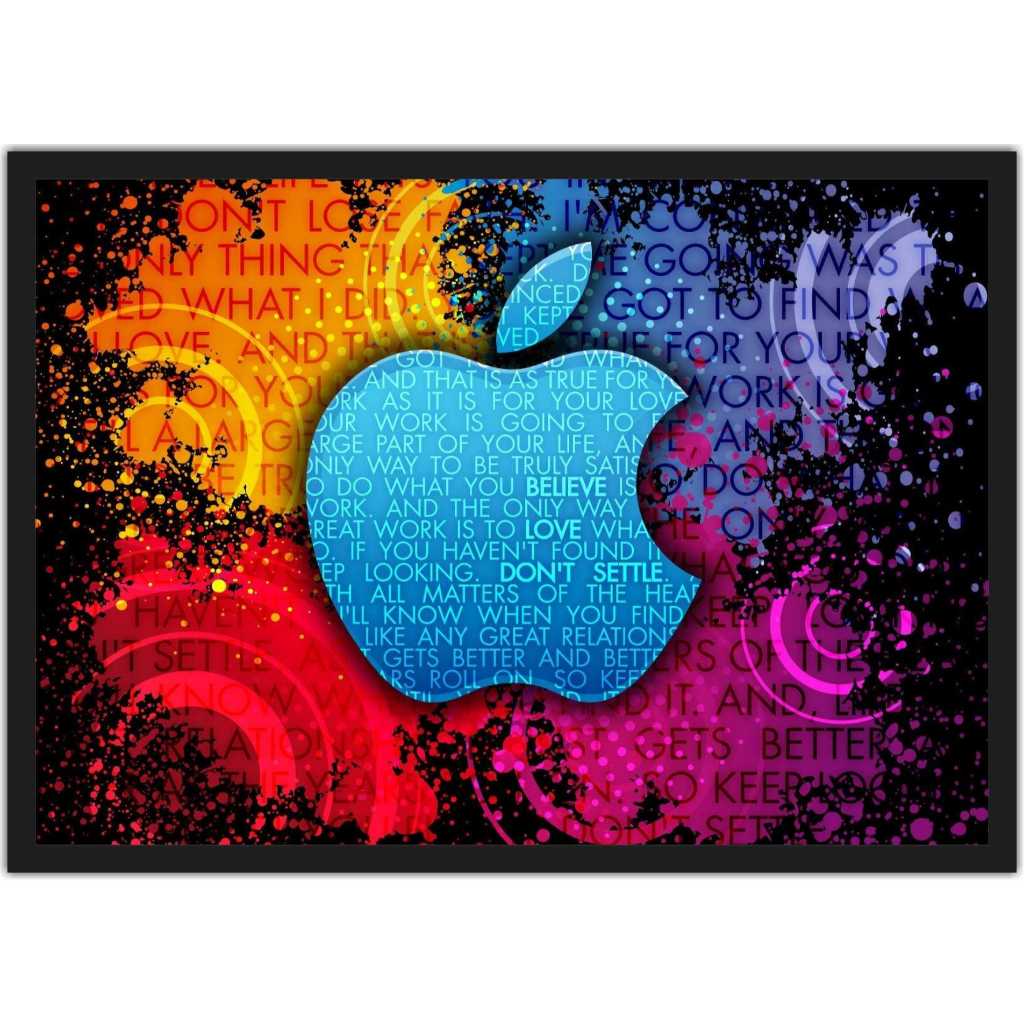 Quadro Decorativo Informática Steve Jobs Apple Tecnologia Com Moldura Pequena Cor Preta 42X30 cm
