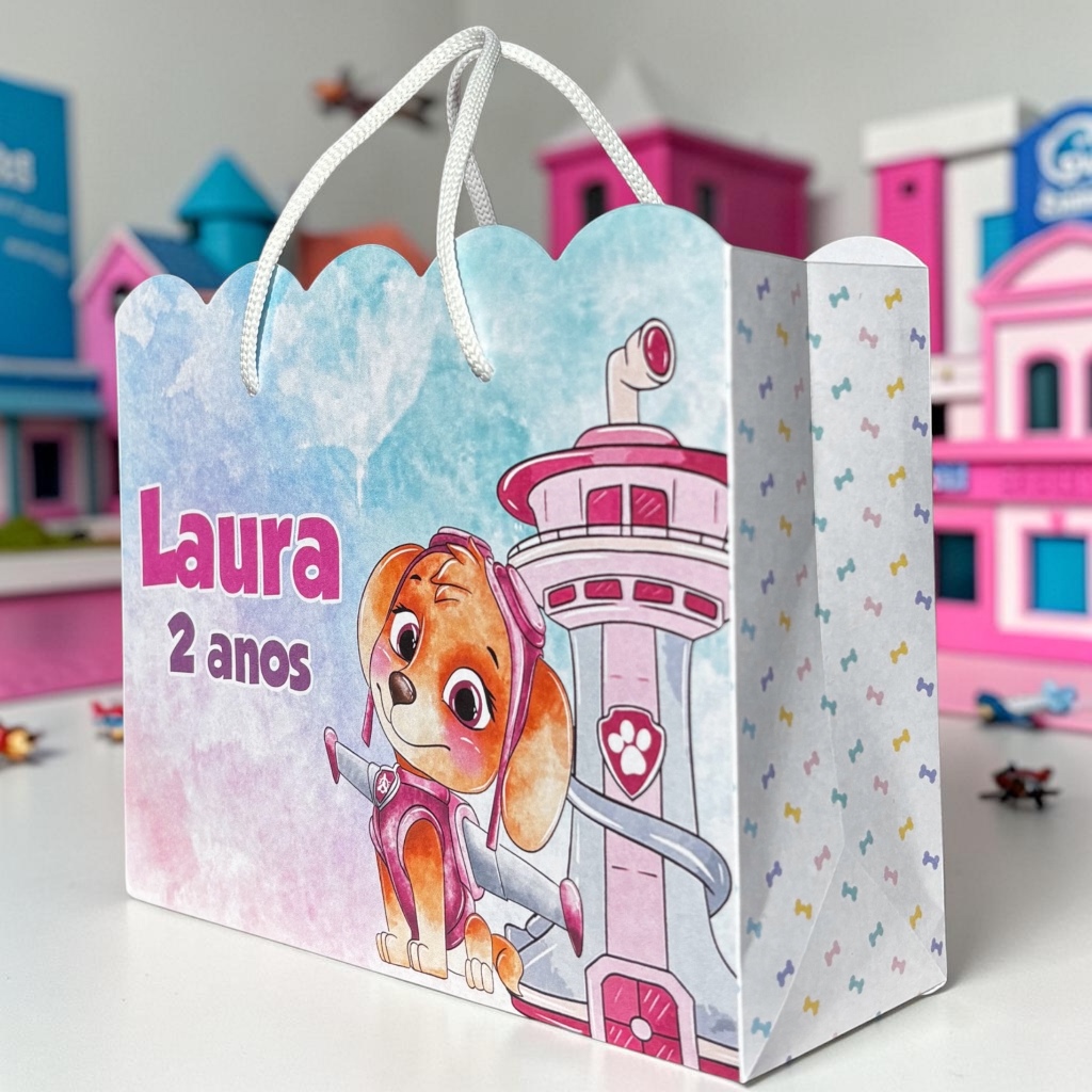 Sacolinha Surpresa Personalizada Skye Patrulha Canina (Pegue e Monte) Lembrancinha Festa Infantil Nome e Idade🎉✨áçã✨çã✨ç