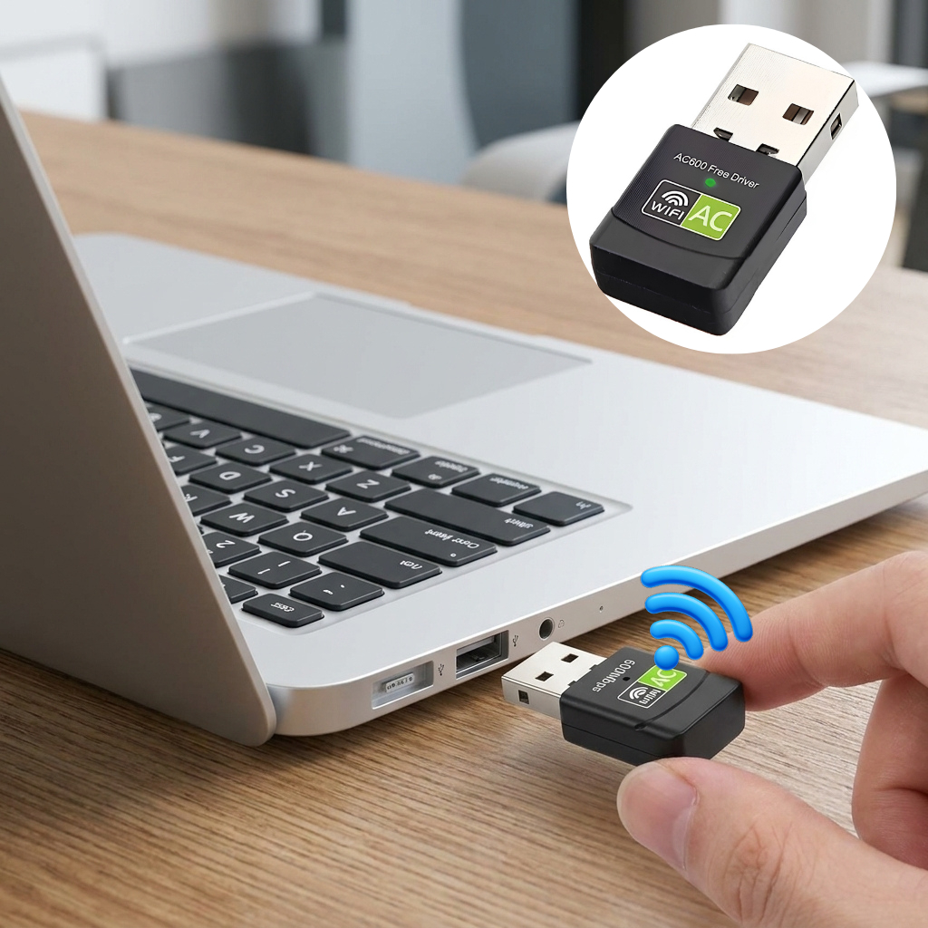 Adaptador Wifi Dual Band 2.4 / 5ghz Plug in Play 600mbps Wireless 5G Ac Alta Velocidade em seu PC