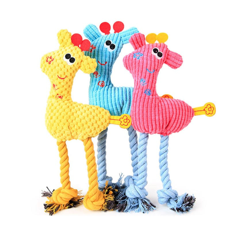 Pelúcia Pet  Bambi Girafa Com Corda Brinquedo Interativo e Resistente para Cães