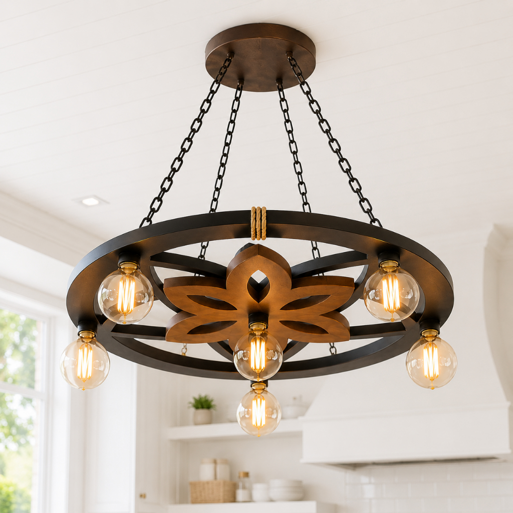 Luminária Lustre Pendente Rustico Roda Mandala Detalhes Corda Sisal Gigante 90cm Estilo Caibro Carroça - Bivolt