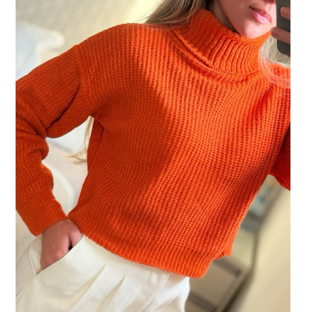 Blusa Feminina Tricot Gola Alta Tricô Mousse Inverno Modinha Quentinha Gola Boba