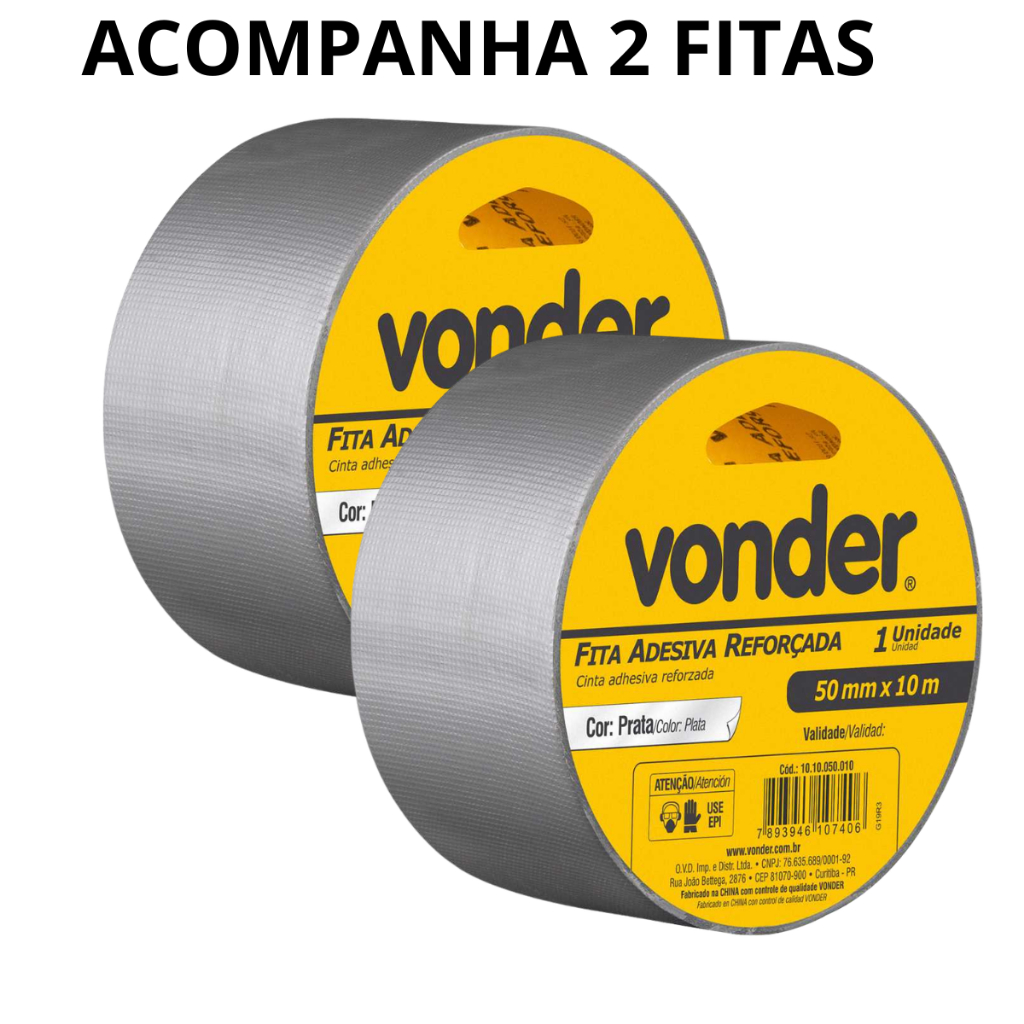 2 Fita SilverTape Adesiva Reforçada 50mmx10 Metros Prata Vonder Materiais Náutico Vedação Isolamento · foto 2