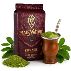 Erva MATE NATIVO 1kg - Moída Grossa + Folhas (VÁCUO)