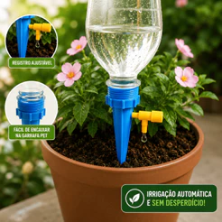 Kit 10/20/30 Irrigador Gotejador Automático para Planta de Jardim Garrafa Pet Acoplável Vaso Dosador
