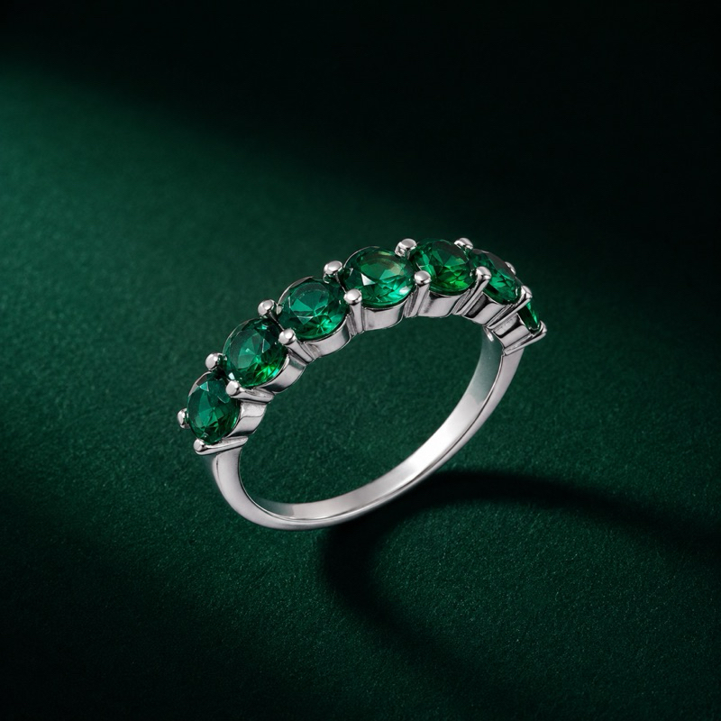 Anel Prata 925 Aparador Verde Delicado e Elegante