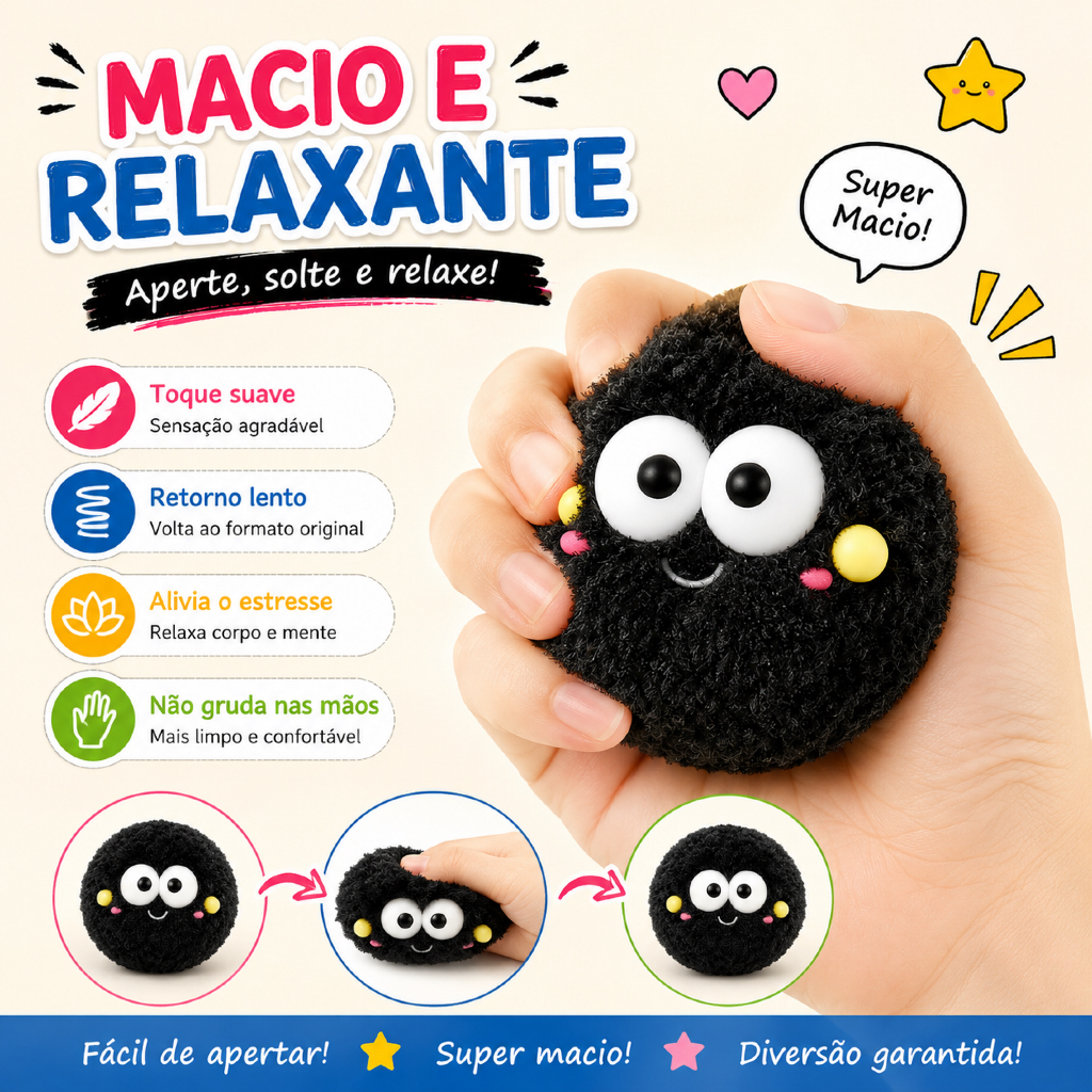 Brinquedo Antiestresse Coal Ball Squishy Macio Fofo Para Apertar Alívio do Estresse Infantil