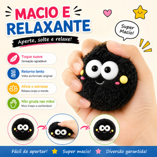 Brinquedo Antiestresse Coal Ball Squishy Macio Fofo Para Apertar Alívio do Estresse Infantil