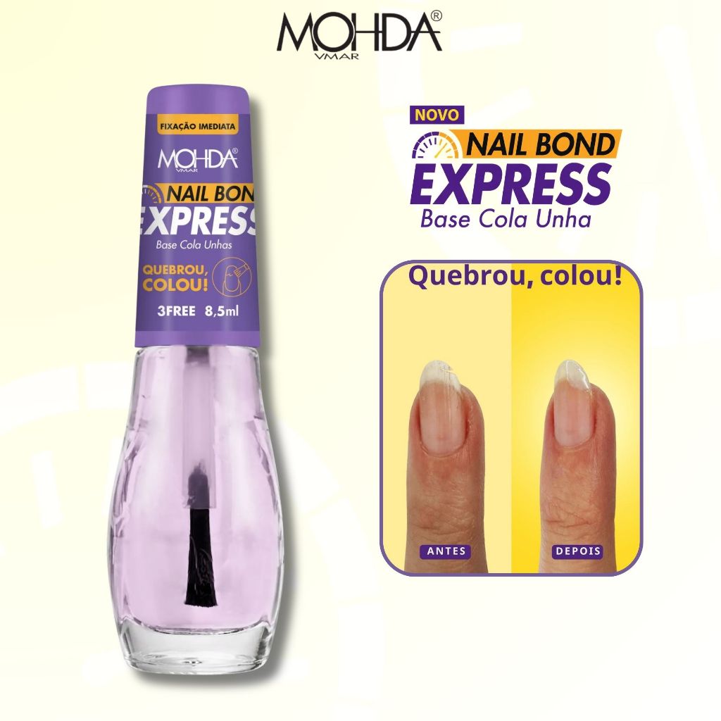 Base Cola Unha Mohda Nail Bond Express Cola Unha Quebrada Fixação Imediata