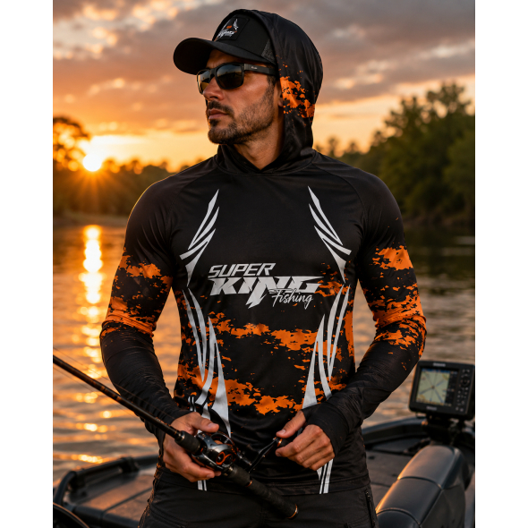 Camisa Camiseta de Pesca Secagem Rápida Dry Fit Uv50+ C/ Buff Sky-21