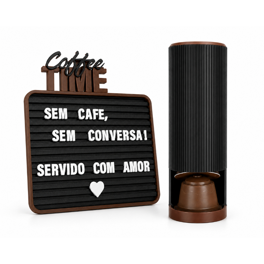 Coffee Time Porta Cápsulas Dolce Gusto Organizador Vertical 18cm Suporte Dispenser Marrom e Preto