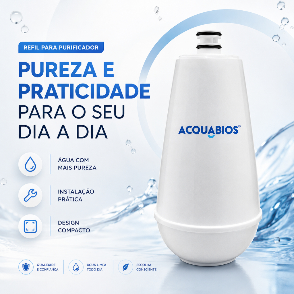 Refil Recarga Pra Torneira Bica Filtro Colors E05 Branco Acquabios