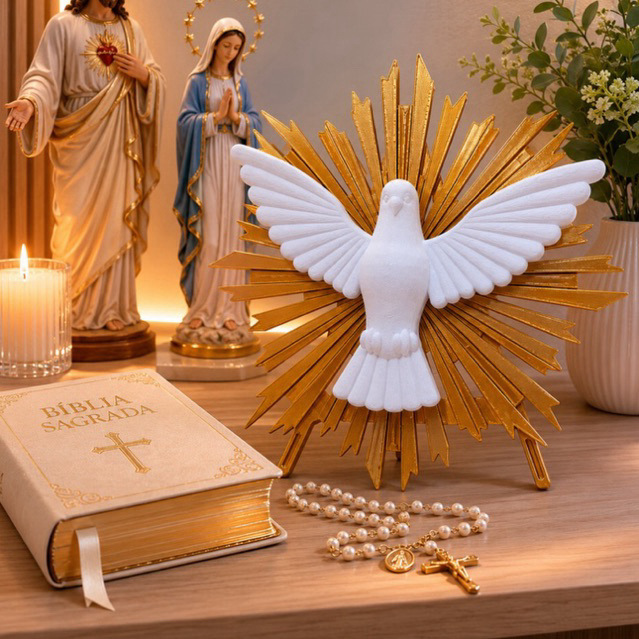 Divino Espírito Santo Decorativo 24cm | Decoração Religiosa Católica para Parede e Oratório