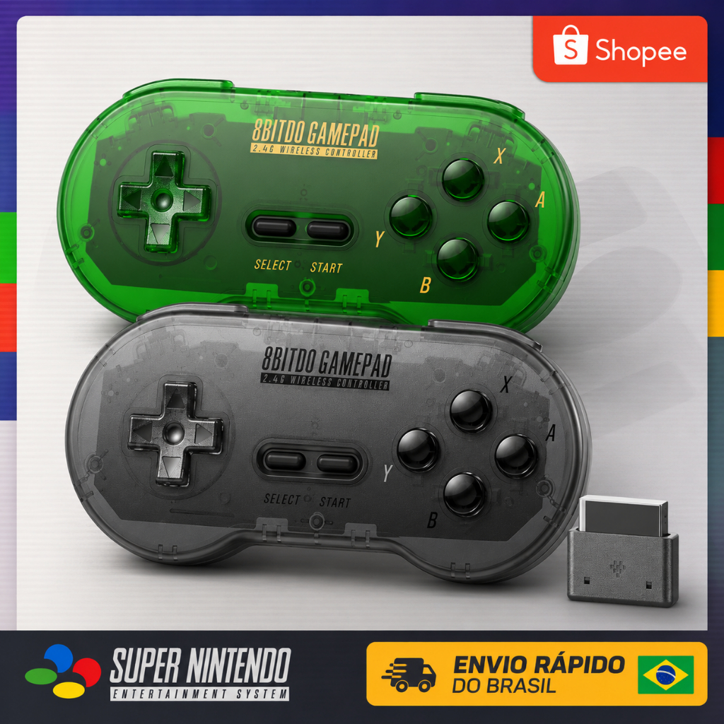 Controle 8BitDo SN30 2.4G Original para Super Nintendo SNES e Super Famicom SFC Sem Fio