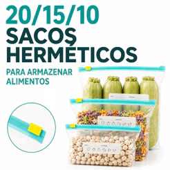 10/15/20 Sacos Herméticos Reutilizáveis para Armazenar Alimentos