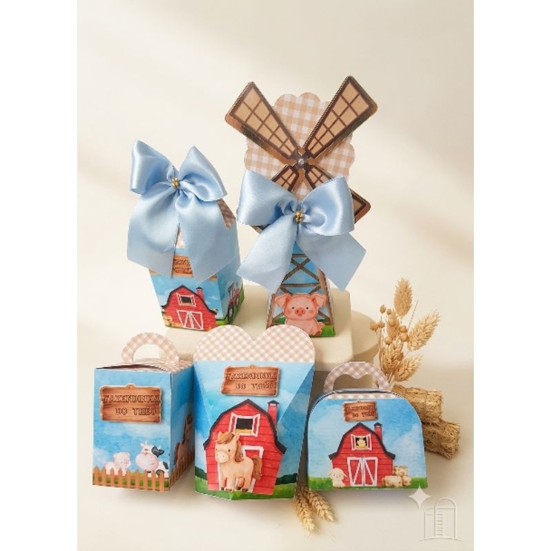 Kit caixinhas personalizadas Fazendinha Lembrancinha de Aniversário Menino Festa Infantil Papelaria Personalizada