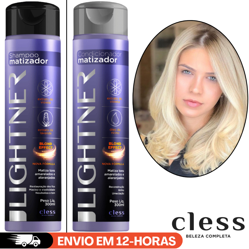 KIT SHAMPOO E CONDICIONADOR MATIZADOR DESAMARELADOR LIGHTNER 300ML BLOND
