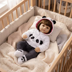 Bebê Reborn Pandinha Boneca Silicone Menina Pode Dar Banho