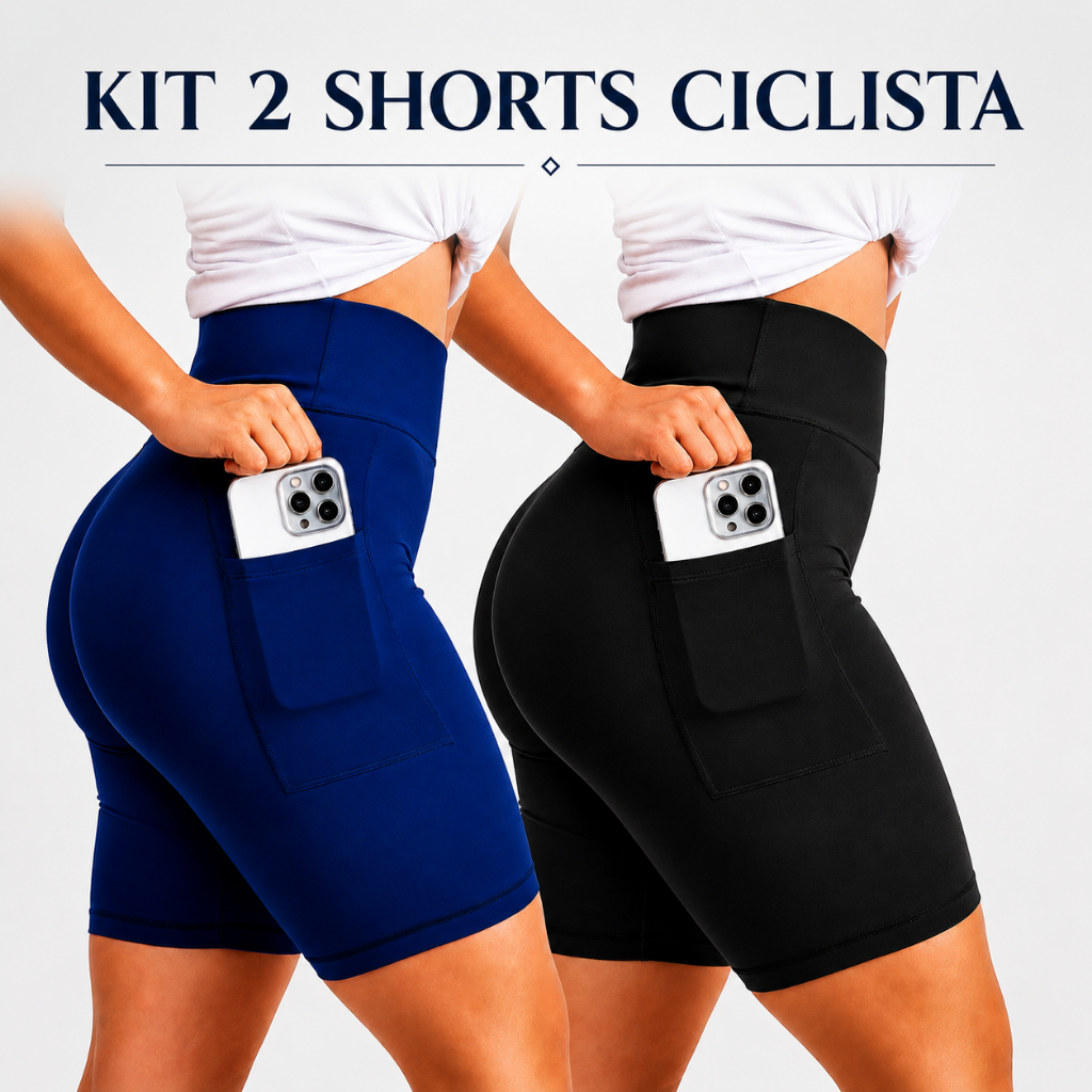 Bermuda Ciclista Feminina Academia Com Bolso Lateral Conforto E Segurança Zero Transparência