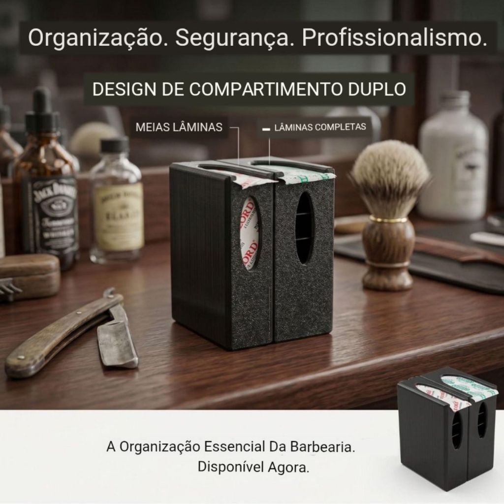 Dispenser Suporte De Lâminas Duplo Para Barbearia Bancada Parede