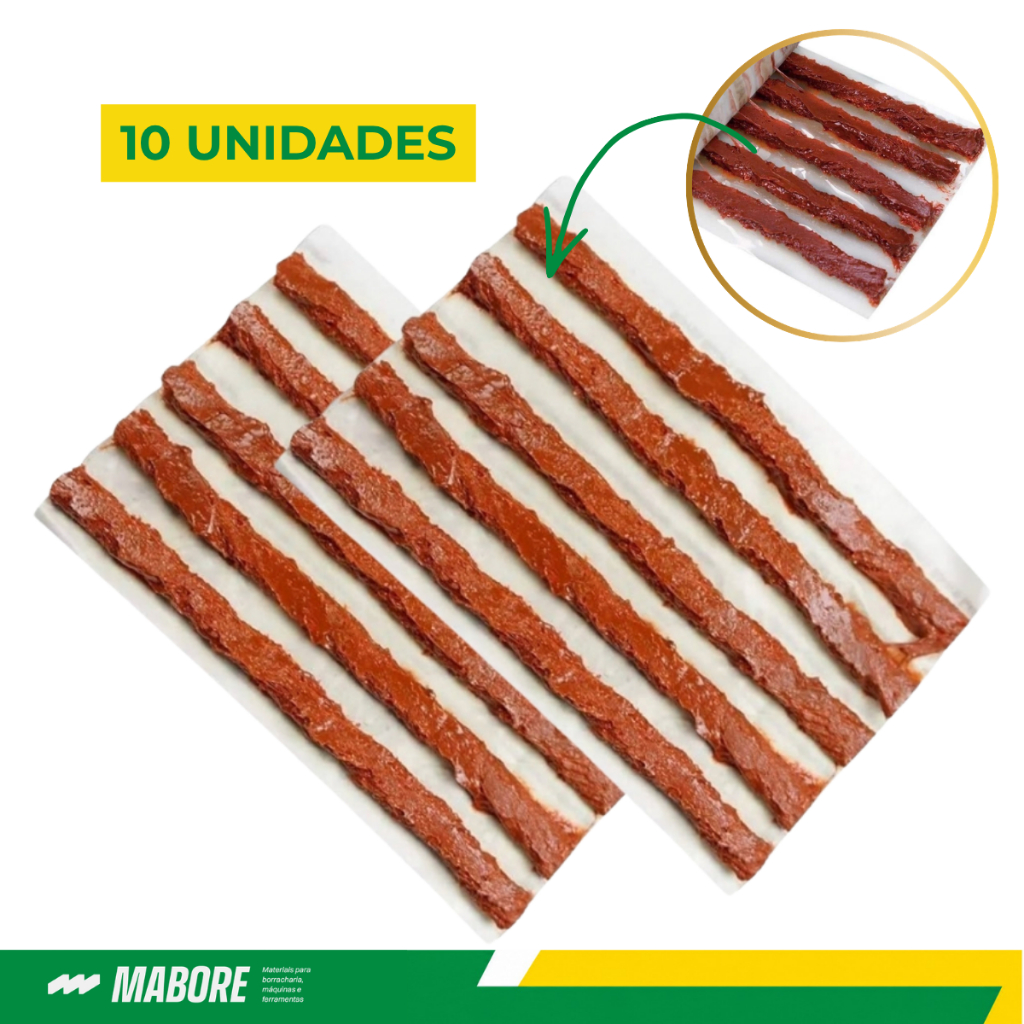 Kit 10 Refil Reparo Pneu Sem Câmara Macarrão Bremen