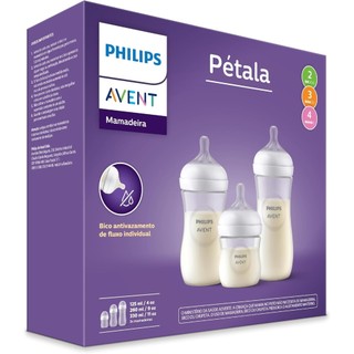 Kit 3un Mamadeira Avent Pétala - 125ml+260ml+330ml