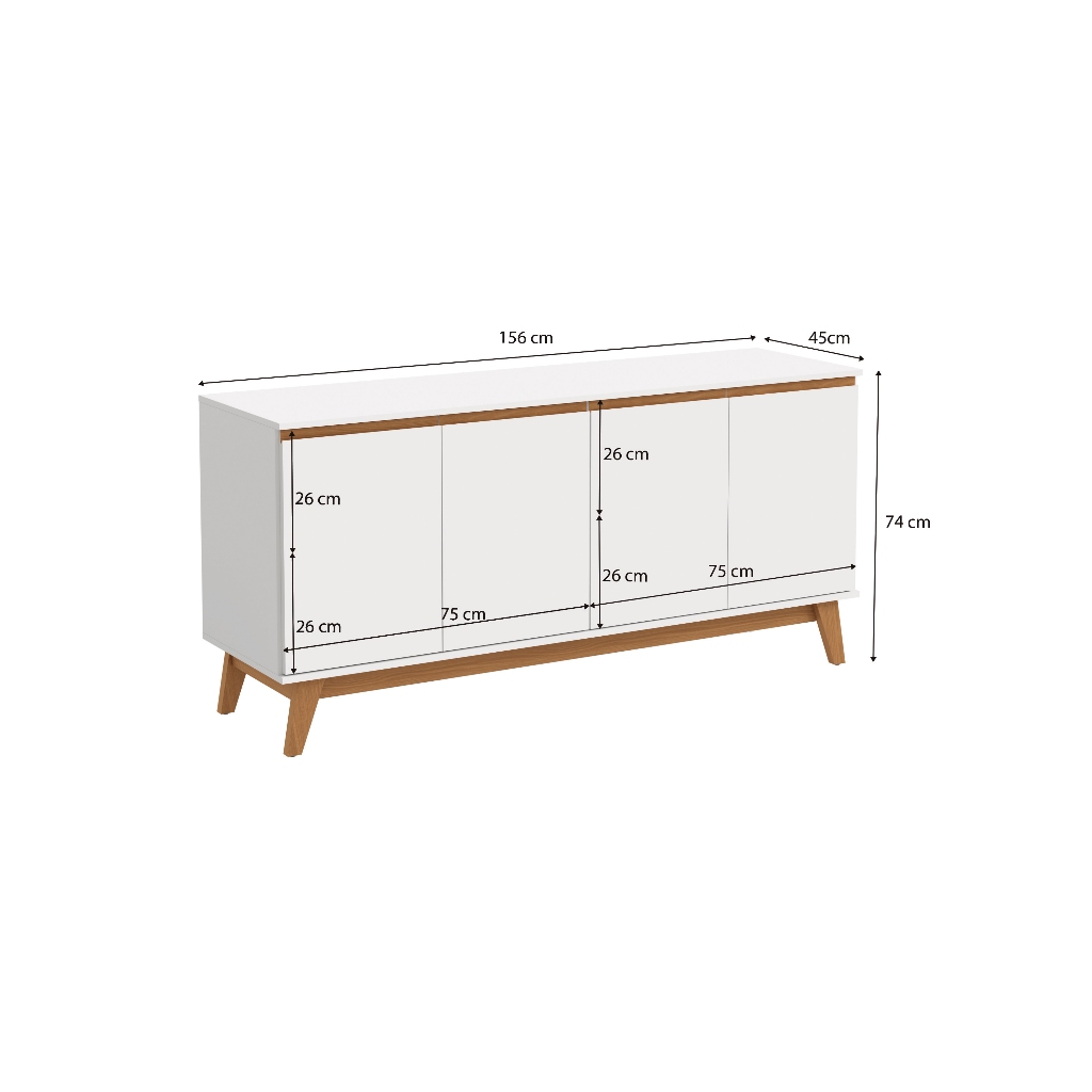 Aparador Kappesberg 4 Portas Branco 156cm · foto 2