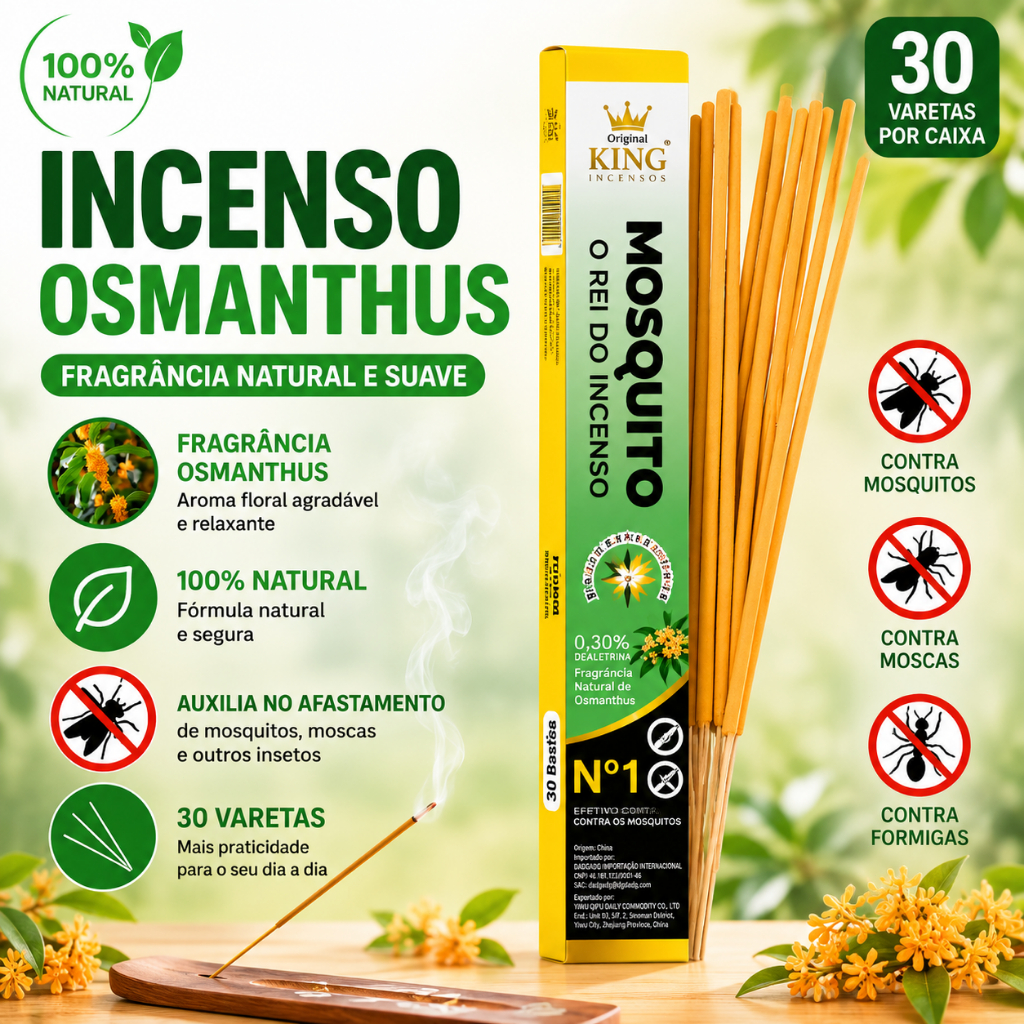 Incenso Repelente Mosquito Osmanthus 30 Bastões Aromático Para Casa