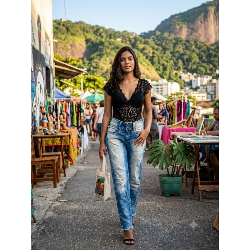 BRECHÓ  / CALÇA JEANS "LANÇA PERFUME " FEMININA TAM 34
