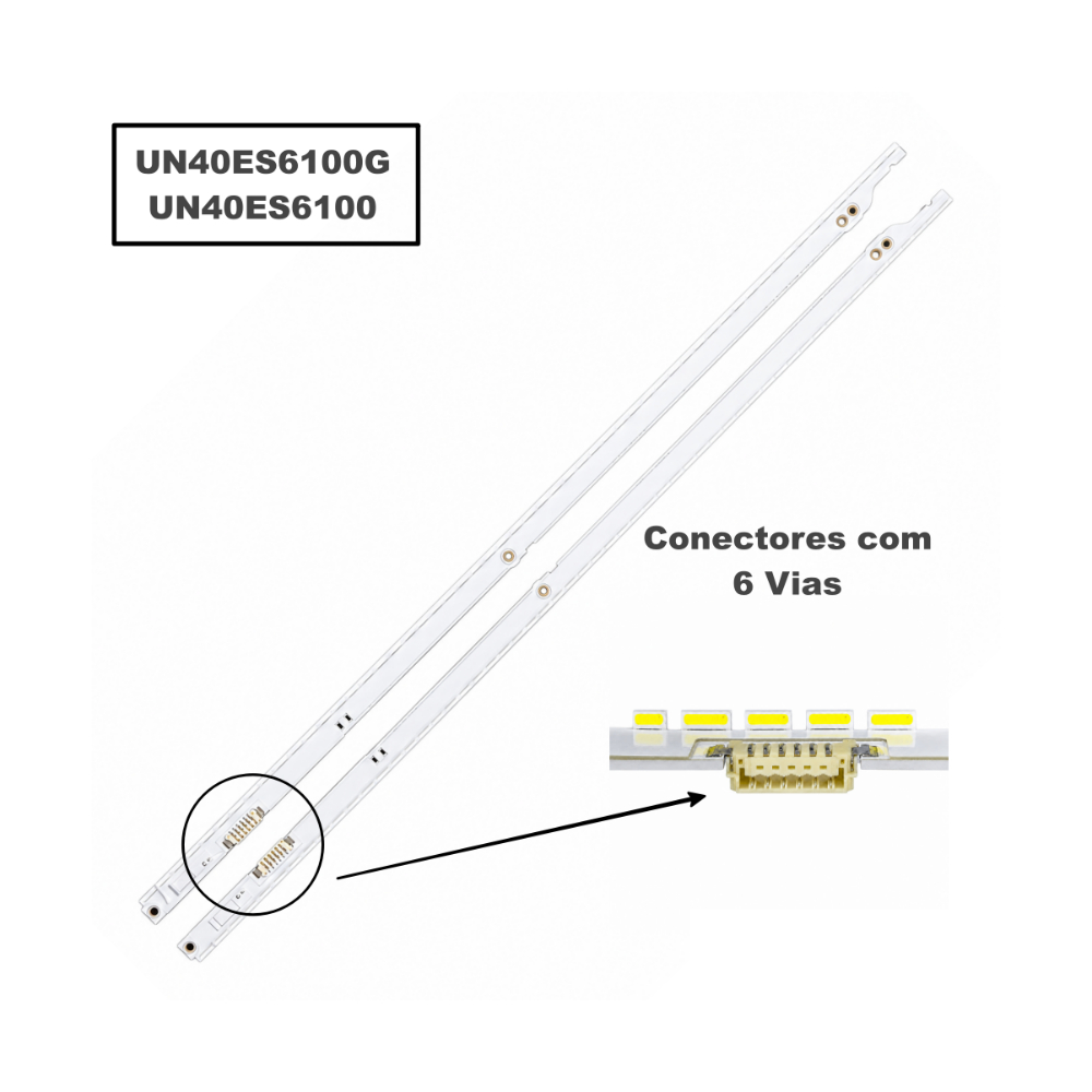 Kit Completo c/ 2 Barra LED TV Compatível com Samsung UN40ES6100G / UN40S6100 - VERSÃO 6 PINOS