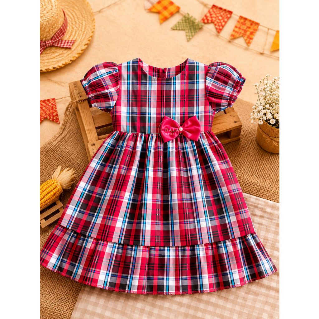 Vestido de Festa Junina Xadrez Menina Caipirinha