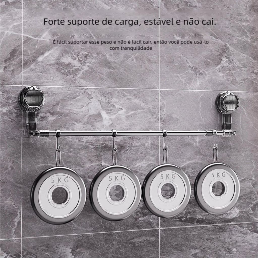 Suporte Porta Toalha Inox Retrátil Ventosa Não Perfurada, Fixação Segura para Banho PROMOÇAO