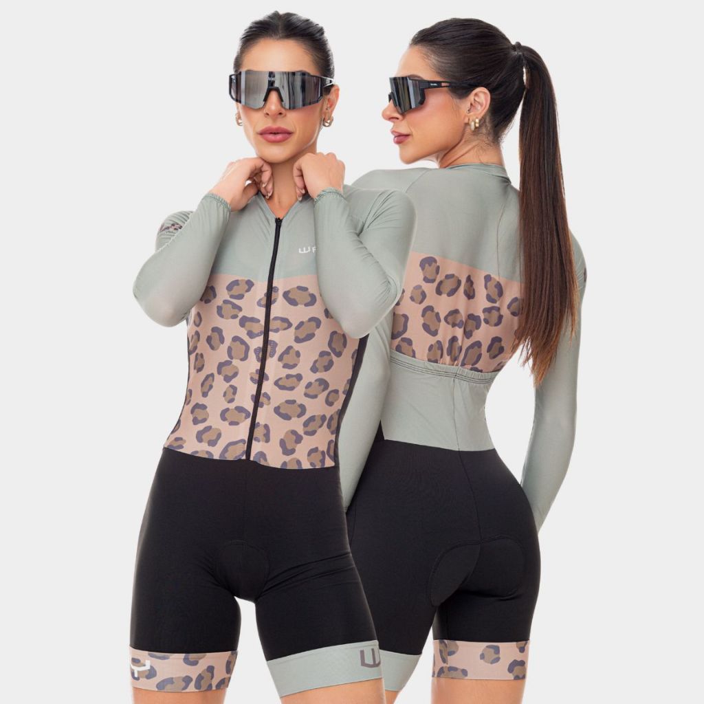 Macaquinho Macacão Ciclismo Feminino Manga Longa Inverno Forro Gel D100 Bike Bicicleta Ciclistas