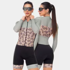 Macaquinho Macacão Ciclismo Feminino Manga Longa Inverno Forro Gel D100 Bike Bicicleta Ciclistas