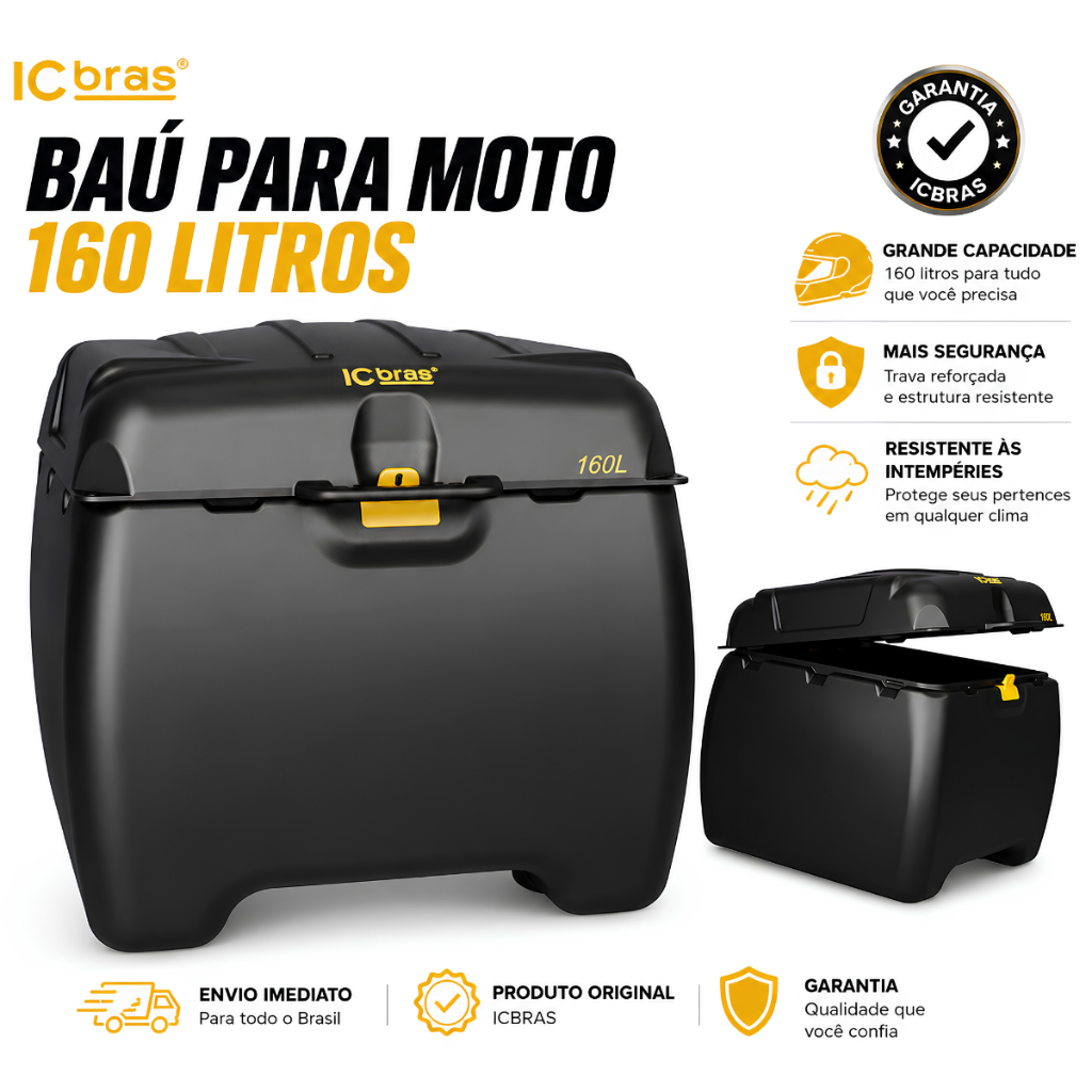 Imagem Baú 160 Litros Para Entrega Motoboy Grande Caixa Para Moto ICBRAS Delivery Entrega