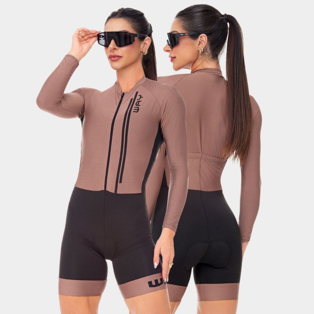 Macacão Macaquinho Ciclismo Feminino Manga Longa Forro Gel Inverno Roupa Pedal Mulher Bike Speed MTB