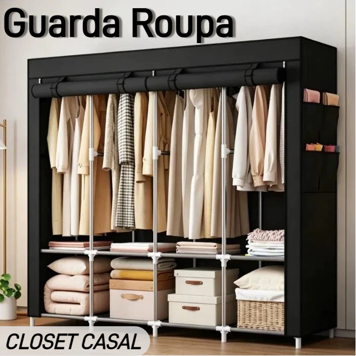 Guarda Roupa Dobrável Armário Organizador Multiuso Roupeiro Cabideiro Sapateira — imagem 1
