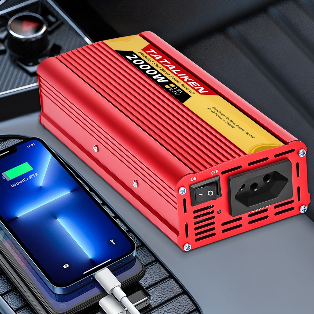 Inversor de onda senoidal modificada de  12V 110V / 220V  2000W para carro e celular TATALIKEN