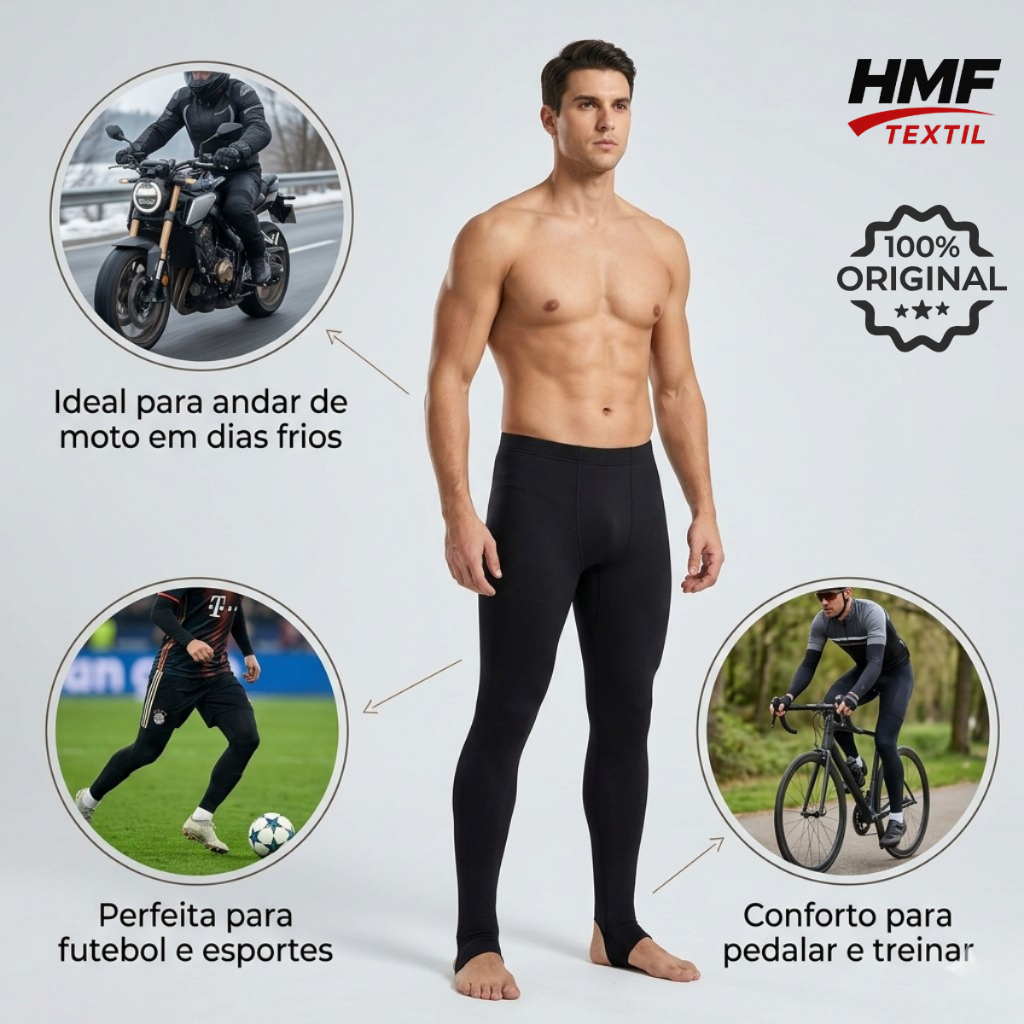 Calça Térmica Segunda Pele Motoqueiros Motoboy Peluciada HMF