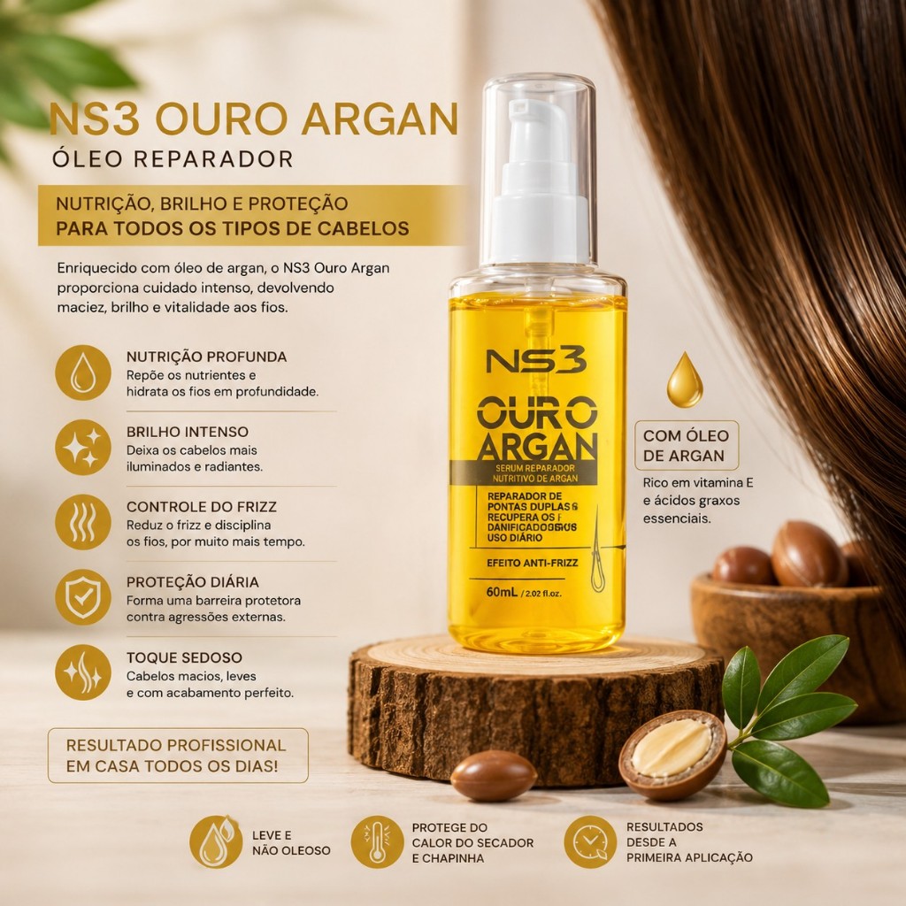 Ns3 Brasil  Reparador de Pontas Ouro Argan 60ml