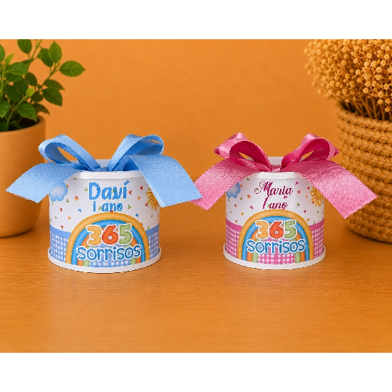 Kit Mini Tubolata 365 Sorrisos personalizadas I Lembrancinha | aniversário | 5x6 Tampa de Plástico branca