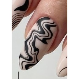 Película  Adesivo de Unhas Nail Art Nail Design Linhas Geométricas Ondas Onduladas Abstratas Preta
