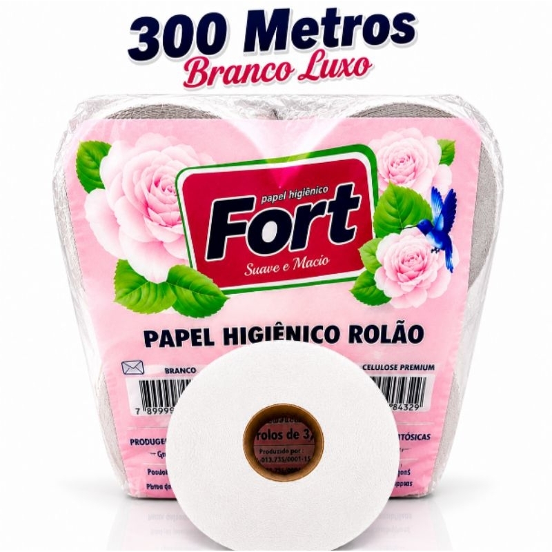 Papel Higiênico Rolão 300m 8 Rolos Rolo Grande Branco Institucional Comercial Rendimento Industrial Comercial Condomínio