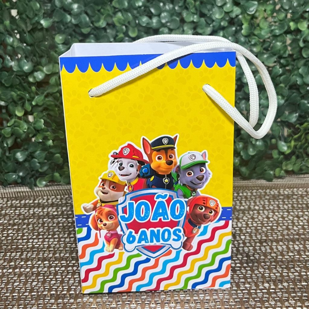 Sacolinha surpresa personalizada Patrulha Canina lembrancinha de aniversario Patrulha Canina/Tamanho P