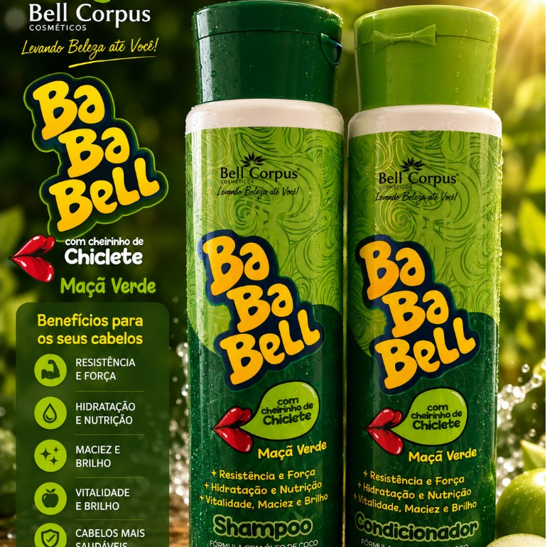 Kit Shampoo e Condicionador Ba Ba Bell Maçã Verde 380ml Bell Corpus – Cheirinho de Chiclete