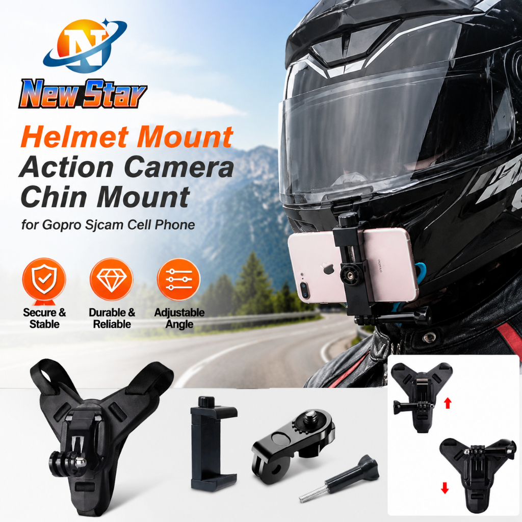 New Star Suporte Para Capacete Câmera De Ação E Queixo Celular Gopro Sjcam