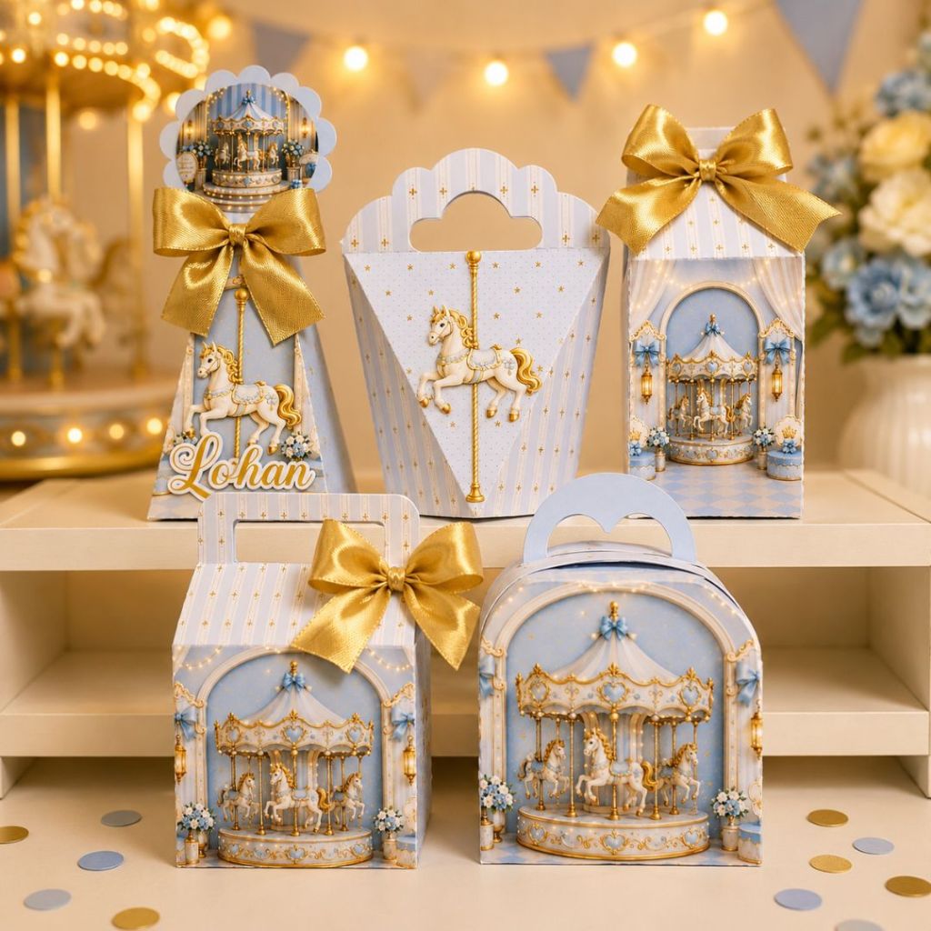 Kit Caixinhas Personalizadas Carrossel Encantado  | Lembrancinha Aniversário Decoração De Festa